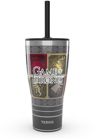 Tervis Traveler Game of Thrones - House Sigils Triple Walled Insulated Tumbler Travel Cup Keeps Drinks Cold & Hot, 30oz with Straw Lid, Stainless Steel