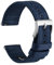 WOCCI 18mm Segeltuchstoff Uhrenarmband, Schnellverschluss, Ersatzband, Silberne Schnalle (Dunkler Denim)