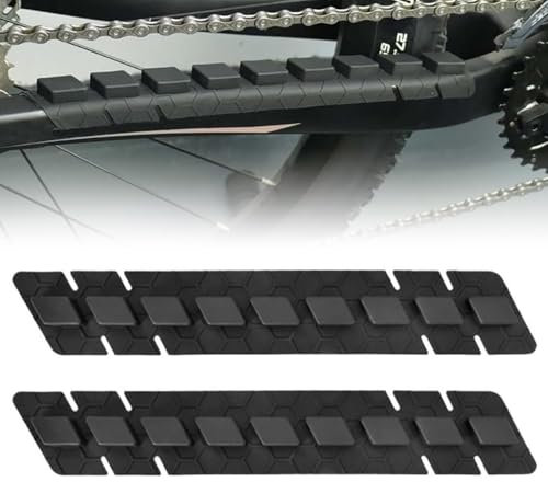 HARY 2Pcs MTB Chainstay Protector, Bike Chain Rub Protector, Bicycle Chainstay Protection Sticker, Silicone Frame Guard, Durable Self-Adhesive for Mountain Bike Frame Protection Fits Most Bikes