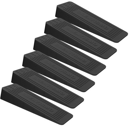 Pack of 6 Black Rubber Door Stoppers for Floor, Durable, Anti-Skid, Heavy-Duty Rubber Door Wedges Indoors, for All Floor Types & Doorstops Wedge Preventing Accidents