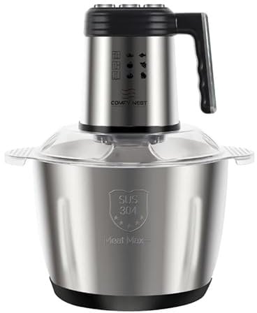 Comfy Nest, CNBLD5, Hachoir multifonction 5L 1000W, idéal pour hacher, mélanger et préparer vos recettes rapidement et facilement, taille 5L, couleur Argent