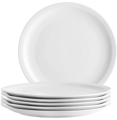 MÄSER, Serie Barca, Pizzateller Set für 6 Personen, Teller für Pizza aus Porzellan, schlicht, elegant, zeitlos, Porzellan, weiß