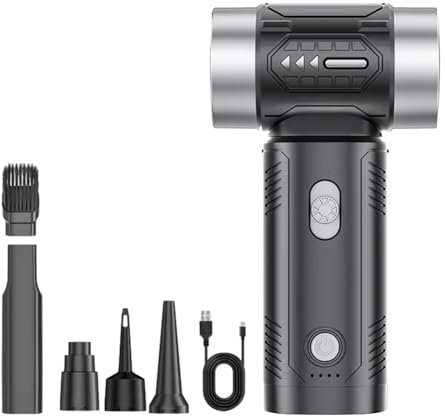 Inkoby 2 in 1 Handheld Turbo Jet Fan Electric Air Blower Car Vacuum Cleaner Compressed Air Duster Speed 52M/S Turbo Jet Fan