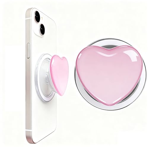 Magnetic with Heart Design,Phone Grip & Adjustable Stand Compatible for Smartphones and Tablets Magnetic Extendable Base and Grip,Pink