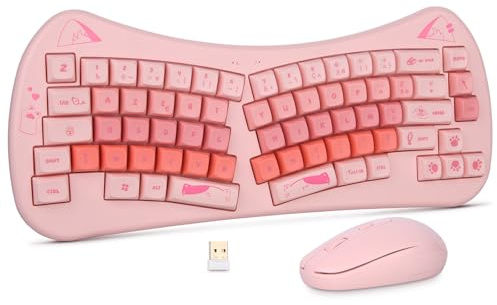 Rii Clavier et Souris sans Fil Combo, Compatible Windows Mac OS Android, Touches Chocolat Slim avec Traitement UV Anti-Abrasion, Rose