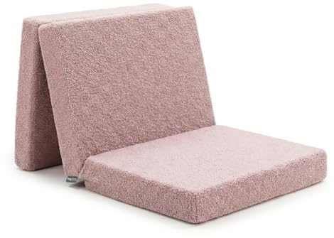 KiddyMoon Kinder Matratzen Mit Teddy-Plüsch Aufklappen Aus Schaumstoff Kindermatratze Kinderzimmer Faltmatratze, Rosa,Matratzen