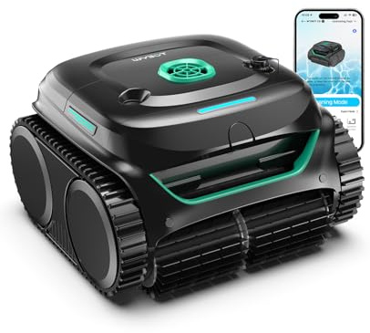 WYBOT C2 Limpiafondos Piscina Robot Inalámbrico, 3 Motores, Doble Filtración, Limpieza Paredes y Línea de Agua, Autonomía 180 Min, para Piscinas Enterradas hasta 150㎡, App(Negro-Verde Verde)