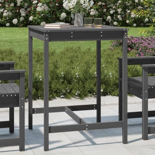 YunCangg Gartentisch Grau Massivholz Kiefer 82,5x82,5x110 cm stabil robust wetterfest für Balkon Terrasse Wintergarten Veranda ideal als Beistelltisch Bistrotisch für Outdoor Camping Picknick