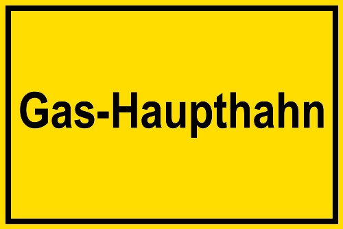 Warnschild aus Kunststoff - Gas Haupthahn - 45 X 30 cm