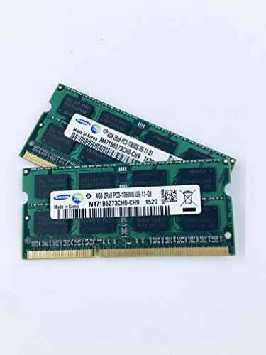 Samsung Mihatsch & Diewald Lot de 2 modules de mémoire canal double RAM DDR3-1333 PC3-10600 CL9 204 broches d'origine pour Lenovo ThinkPad L412, L420, L512, L520, T410, T410i, T410s, T510, T510i, T520, T520i, W510, W520, W701, W701ds, X201, X201t, X220, X220i 8 Go 2 x 4 Go 1 333 MHz