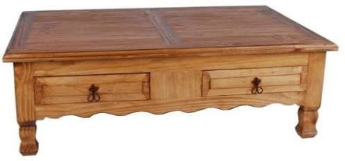 MiaMöbel Couchtisch Mexico Möbel 120x40x80 cm Landhausstil Massivholz Pinie Honig