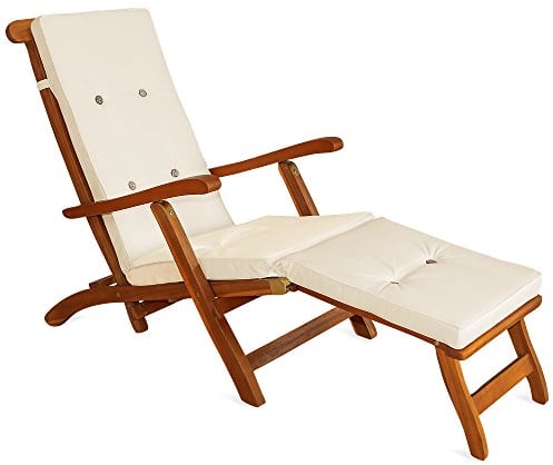 Detex Coussin pour Chaise Longue crème pour siège inclinable Coussin pour Bain de Soleil Relaxation intérieur extérieur Hydrofuge