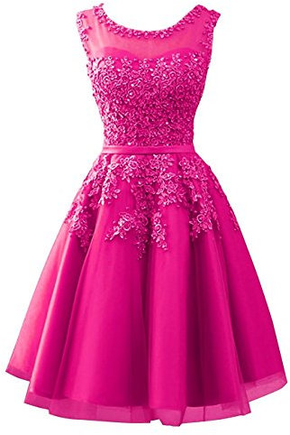 Beyonddress Abito da sera da donna con applicazioni, elegante abito da ballo, abito da damigella d'onore Fucsia 56