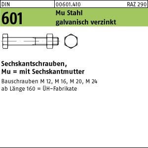 DIN 601 Mu St. ÜH M 20 x 560 galv. verzinkt gal Zn VE=S Sechskantschrauben 1 Stück