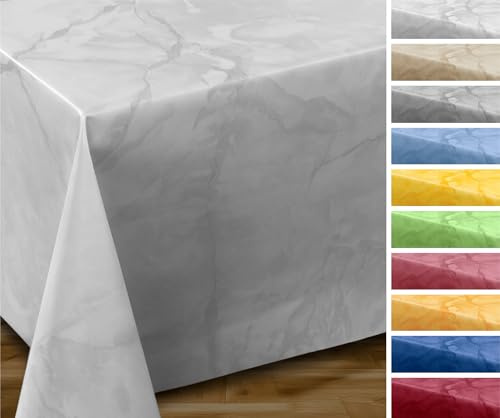 BEAUTEX Wachstuchtischdecke Marmor oval 130x180 abwaschbar, wetterfest | wasserundurchlässig, pflegeleicht, strapazierfähig, zuschneidbar, edle Optik, ideal für Esszimmer, Garten und Balkon