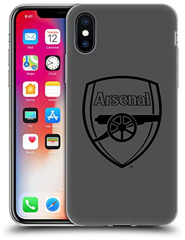 Head Case Designs Officially Licensed Arsenal FC Black Logo Crest 2 Soft Gel Case Compatible With Apple iPhone X/iPhone XS