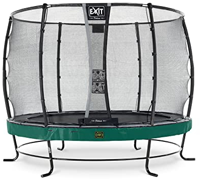 EXIT TOYS Elegant Premium Rundes Trampolin - ø305cm - Mit Deluxe Sicherheitsnetz - Extra Starker und Stabiler Rahmen - Lange Federn - Rostfrei - Einfache Montage - Luxuriöse Ausführung - Grün