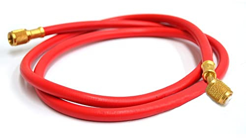3S SuperSamaStore TF.0014/3.0R Tubo Flessibile 1/4 SAE per Gas Refrigerante, Frusta 300 cm per Vuoto e Ricariche, Attacco con Premi-Spillo, Rosso