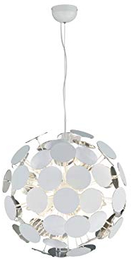 Große Kugel-Pendelleuchte Lampenschirm Weiß-Silber Ø 54cm