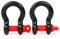 FreeTec D Ring Schäkel, 4,75t Groß Verzinkter Stahl Schäkel, 2 Stück Geschweifte Schäkel mit Augenbolzen, Schwere Schäkel Abschleppen Heben Schekel für Pkw 4x4 Offroad Seilwinde (Schwarz und Rot)