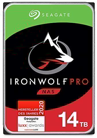 Seagate IronWolf Pro 14 TB HDD, NAS interne Festplatte (8,9 cm (3,5 Zoll), 7200 U/Min, 256 MB Cache, SATA 6 GB/s), silber) Modell: ST14000NEZ008 (ST14000NE0008), FFP