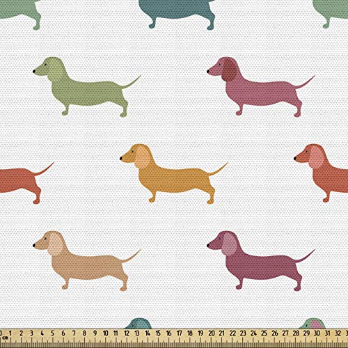ABAKUHAUS Scottie Dog Stoff als Meterware, Kleine Dackel Rassen, Qualitäts Stoff Dekorativer Polster Heimtextilienstoff, 2M (148x200cm), Mehrfarbig