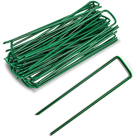AKOFIC 50 Pack Garden Securing Pegs, U-Shaped Artificial Grass Turf Pins, Securing Lawn Ground Staples Grass Stakes Garden Spikes for Landscape Farm Weed Barrier Grass Fabric Netting Membrane