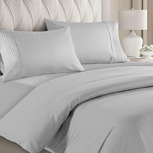 CGK Unlimited Double Duvet Set Grey - Double Bedding Set 3 PCS With Pillowcases - Ultra Soft Anti Allergic Non Iron Luxury Microfiber