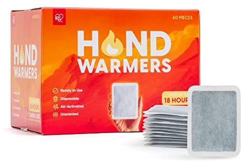 IRIS USA Hand Warmers – Large, 60 Individual Warmers, Long-Lasting Up to 18 Hours for Warm and hot Hands - On The Go, Disposable, Handwarmers for Hands and Feet, Winter Essentials, White