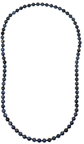ELEDORO Edelstein Perlenkette Collier endlos geknotet 8mm 80cm lang Dumortierit