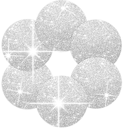 Platzsets mit Glitzer, glitzernd, für Hochzeit, Party, Zuhause, 40 cm, silberfarben, 4 Stück