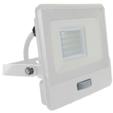 V-tac VT-128S-1 LED-Fluter mit Sensor - 20 W - 1510 Lm - 3000K - 1 m Kabel - Weiß