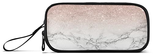 Kcldeci Glitzer-Marmor-Federmäppchen, Roségold, Marmor-Federmäppchen, Aufbewahrungstasche, Stift-Marker, Schreibwaren-Tasche, Halter für Mittelschule, Universität und Büro