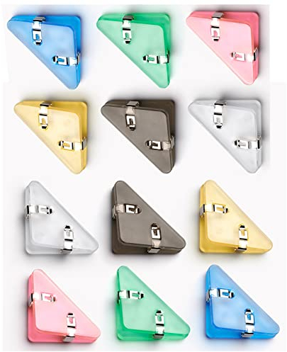 NENGGE PET Farbe Dreieck Buch Papier Ecke Clip Binder Clips 12 Teile/Satz für Schreibtisch Lagerung Regal Büro Desktop-Organizer Organisation Papier Eckenschutz Clips Dreieckige Büroklammern