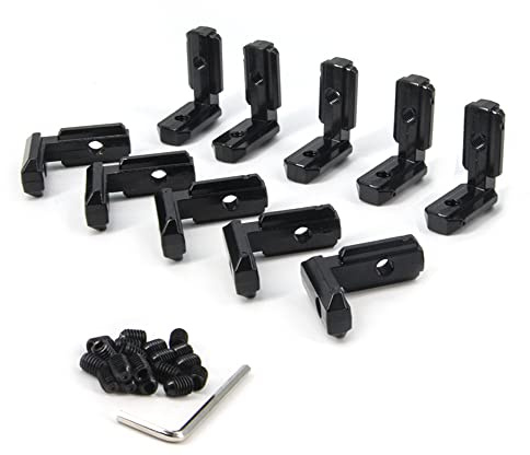 Zeberoxyz 10 Stück schwarze L-förmige Eckwinkel, 90-Grad-Aluminiumprofil-Innengelenk der Serie 3030 mit M6-Schrauben für 8mm Schlitz-Aluminium-Extrusionsprofil (der Serie 3030)
