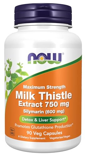 Now Foods Milk Thistle Extract 750 mg Silymarin (600 mg), Maximum Strength - 90 Veg Capsules