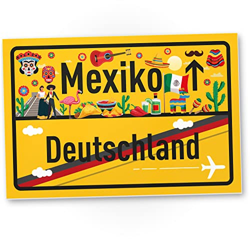 DankeDir! Mexiko Deutschland Ortsschild - Schild 30 x 20 cm - Geschenk Idee Gutschein Reise Urlaub Reisegutschein Männer & Frauen Geldgeschenk Abschiedskarte Geschenkidee Deko Karte