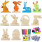 Ostern Zum Bemalen, 66 Stück Ostern Basteln Kinder, Hasen und Küken aus Holz zum Bemalen Malen DIY Osterhase Deko Bastel Set Osterdeko Basteln Kinder Osteranhänger Holz, Osterhase Kinder Bastelsets