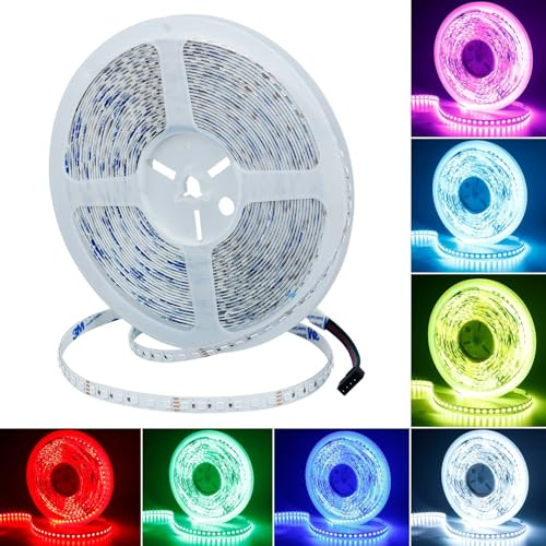 GOMING 10M LED Strip RGB 24V LED Streifen 1200 LEDs 120W LED Band Selbstklebend Hohe Helligkeit Nicht Wasserdicht IP20 Lichtband für Innen Heim Deko(Controller und Netzteil Nicht Enthalten)