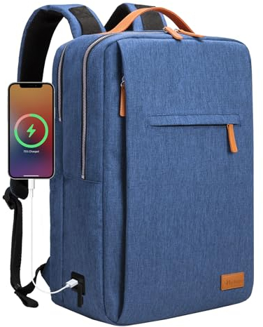 Hp hope Laptop Backpack for Women Travel, Durable Backpacks Carry On, with USB Charging Port, Fits 15.6 Inch Laptop, Waterproof, Resistant Luggage Business Weekender Bag, Blue