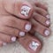 TMUT 24pcs French False Toenails White Tip Stick on Toe Nails Floral Press Removable Glue-on Fake Full Cover Acrylic Nail Art Tips for Women Girls, Variety Pack, 24 ml