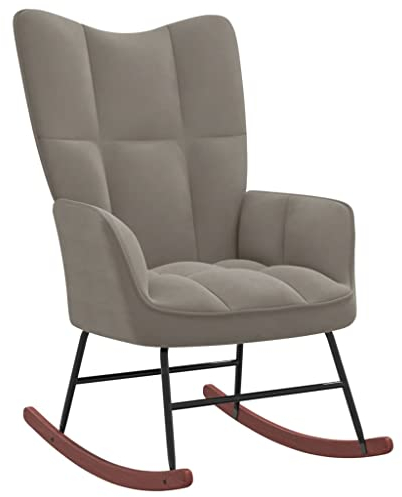 INLIFE Schaukelstuhl Hellgrau Samt,Grau,9.85KG,328139
