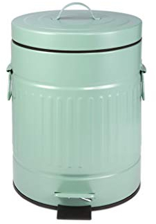 Poubelle Maison Salle De Bains Salon Cuisine Creative Foot Pedal-Style Rétro Couvert Grain Romain Poubelle Poubelle (Vert)