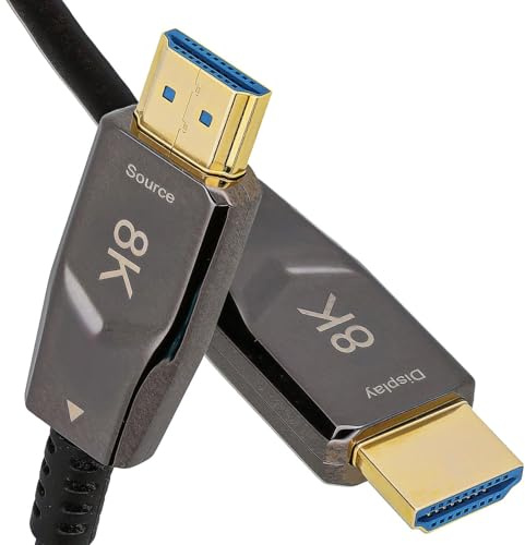 kenable Cable HDMI 2.1 Óptico Activo 8K 60Hz 4K 120Hz 48Gbps HDR eARC AOC Fino 20 m [20 metros/20m] Negro