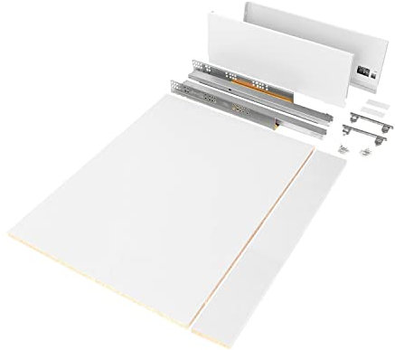 Qliving Kit de cajones blanco con guías de cajón Soft Close para cocina y cuarto de baño, ancho 900 mm, longitud 500 mm, altura 178 mm, incluye aglomerado