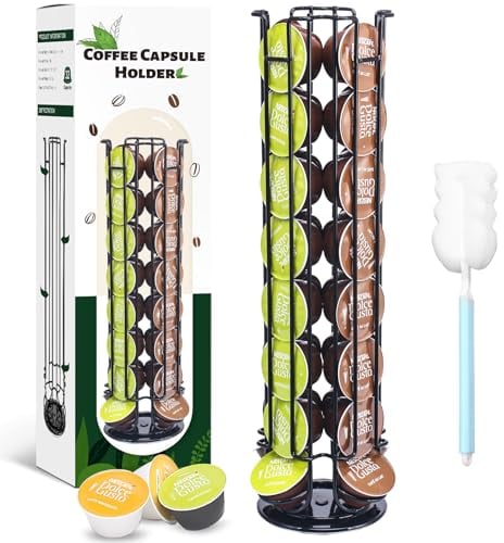 YUTUY Porte-Capsules de Café Compatible,Support à capsules à Café,Porte Capsule,Supports pour Capsules de Café,Grande capacité Peut contenir 32 capsules,360 Degrés Rotable (Noir)