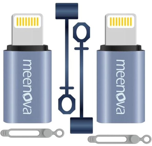 Meenova Paquete de 2 adaptadores USB C a Lightning de 30 W Tipo C a convertidor de 8 Pines, Adaptador de Android a iPhone, Compatible con Lightning para iPhone 14, 13, 12 Pro MAX, con Fundas de