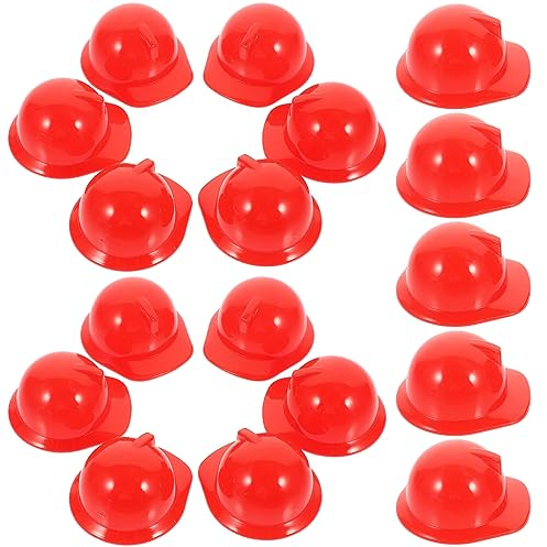 Mipcase 20 Stück Haustier-Schutzhelm Feuerwehr: Feuerwehr Hut Kinder Mini-Bau-Hüte Aus Kunststoff Helm Feuerwehr Feuerwehrhelm Rot Mini-Bau-Puppen-Hüte Haustier-Helm