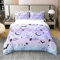 richhome Fledermaus Muster 100% Natur Baumwolle Bettwäsche Set 135x200 Stern und Mond Bettbezug mit 1 Kissen Sham Kinder Bunte Gradient Lila und Rosa Tröster Cover Set