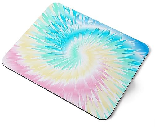 Destination Vinyl ltd Pastel Rainbow Tie Die Swirl Pattern Flexible Rectangle 5mm Rubber Mouse Mat Pad Office Home Novelty Printed Desk Accessory #53132